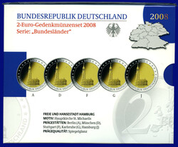 2 Euro 2008 ADFGJ, Hamburg - Hauptkirche St. Michaelis, kpl. Serie im ...